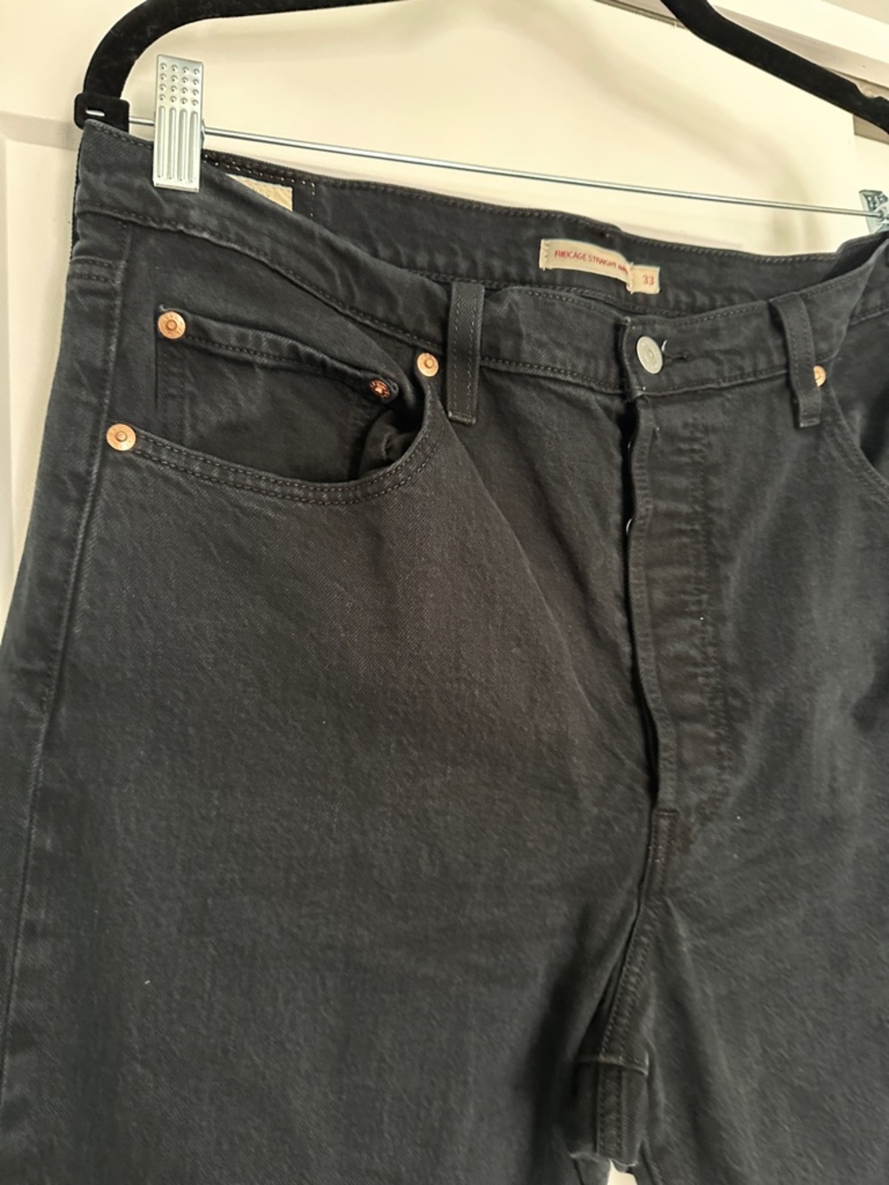 Women’s Levi Ribcage Ankle Straight Jeans 33x27 Black Sprout - Picture 2 of 6